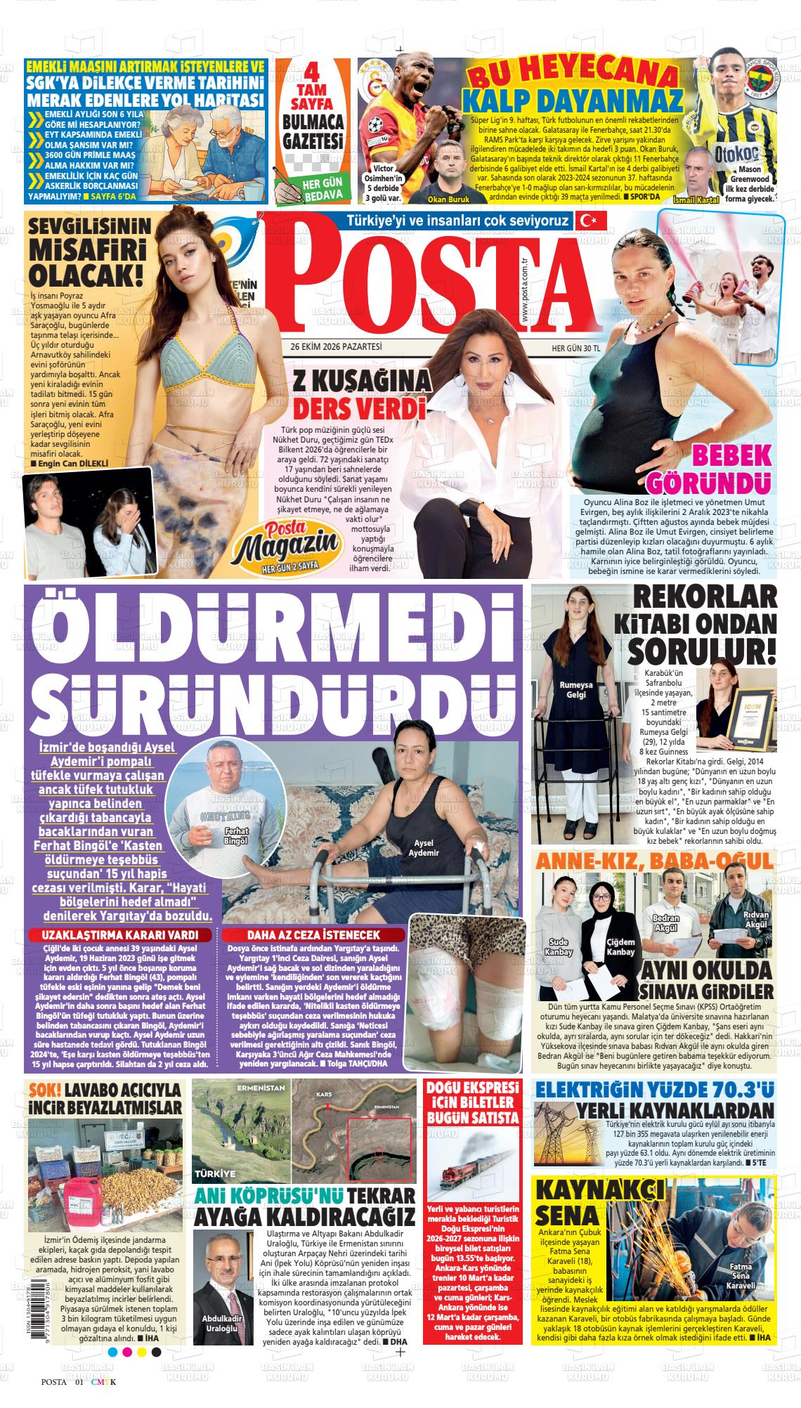 Posta gazetesi ilk sayfası